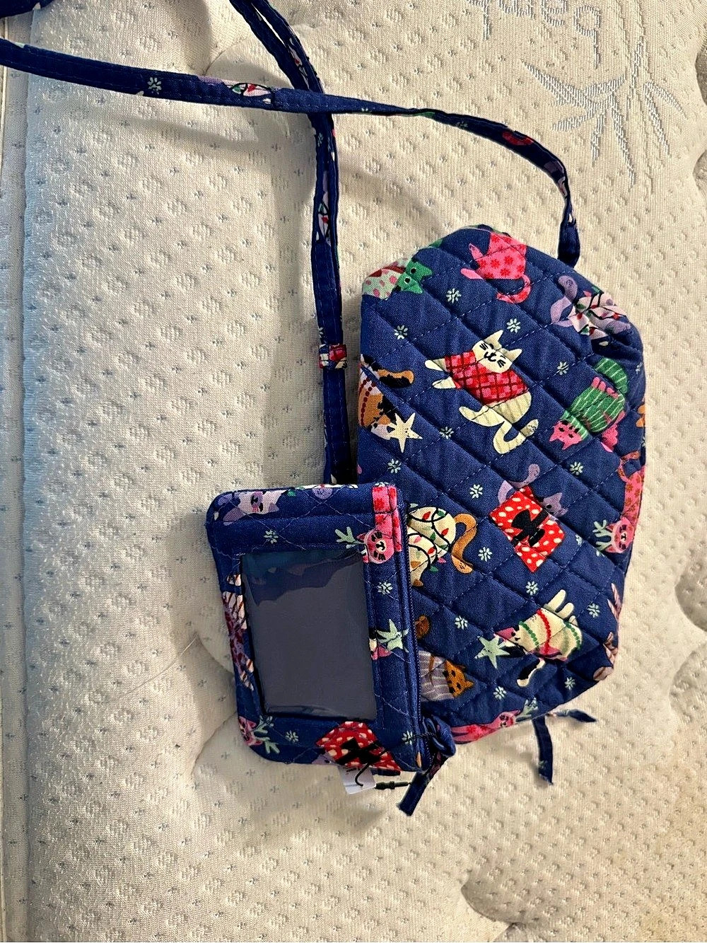 Vera Bradley Bucket Crossbody & Zip ID Case Set Blue & Multicolor